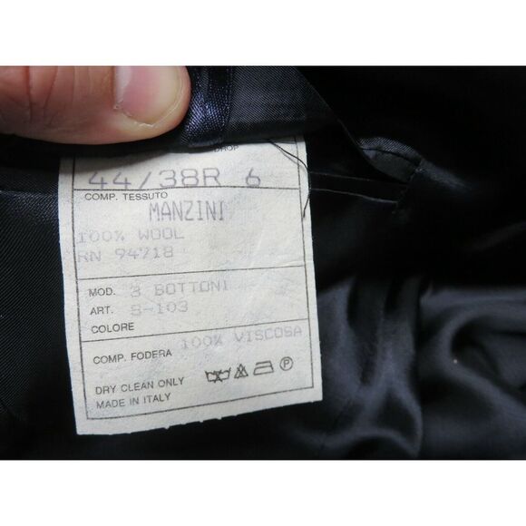 Mens Manzini Uomo 3 Button Suit Size 44R 33x29 Blue Check Super 120s Wool Italy - Picture 10 of 12